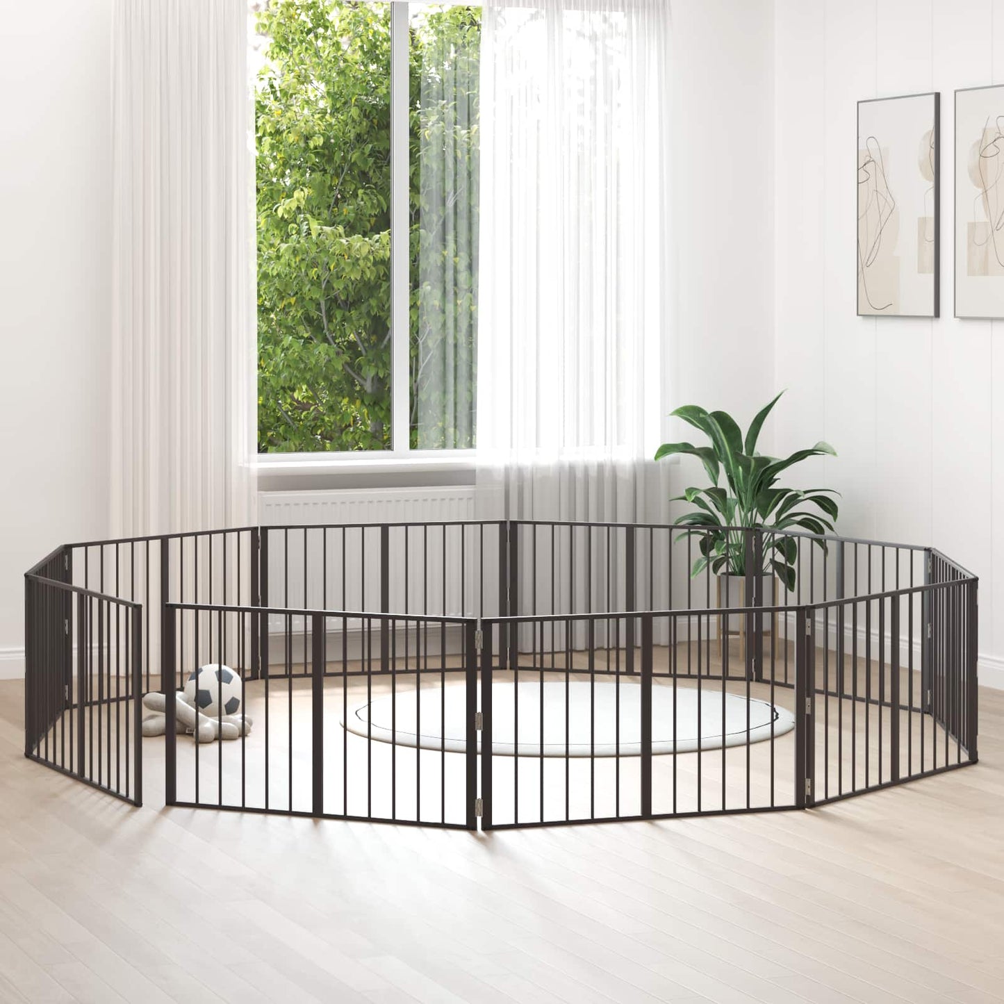 Dog Gate 10 pcs Black 100 x 60 cm Galvanised Steel