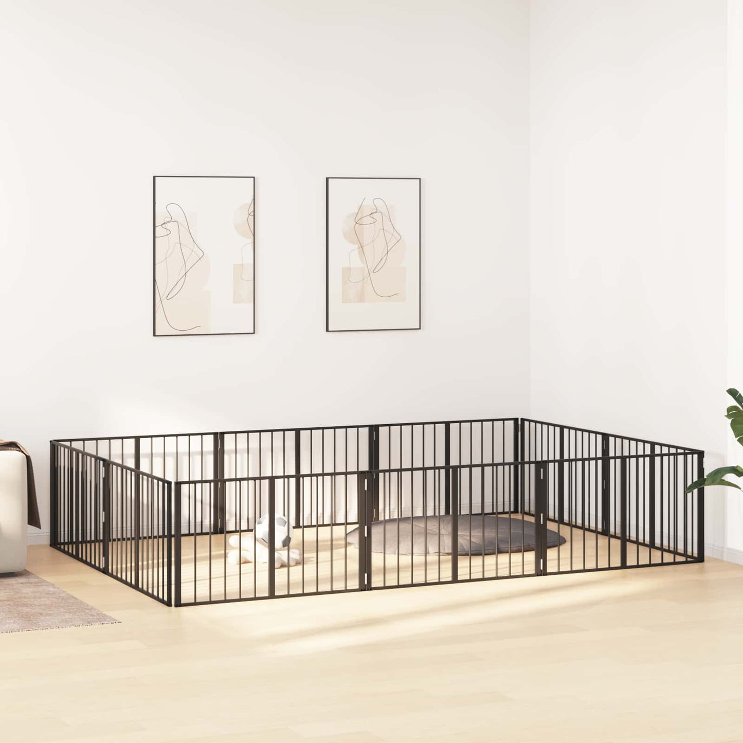 Dog Gate 10 pcs Black 100 x 60 cm Galvanised Steel