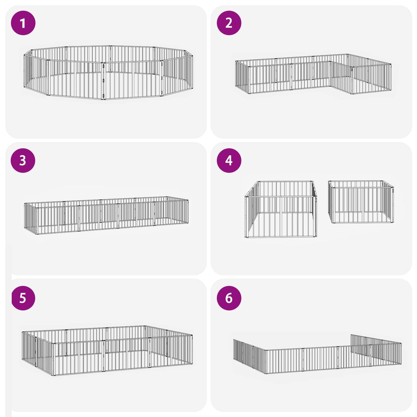 Dog Gate 10 pcs Black 100 x 60 cm Galvanised Steel