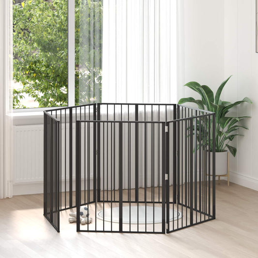 Dog Gate 6 pcs Black 80 x 100 cm Galvanised Steel