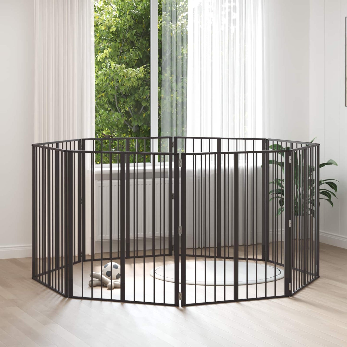 Dog Gate 8 pcs Black 80 x 100 cm Galvanised Steel