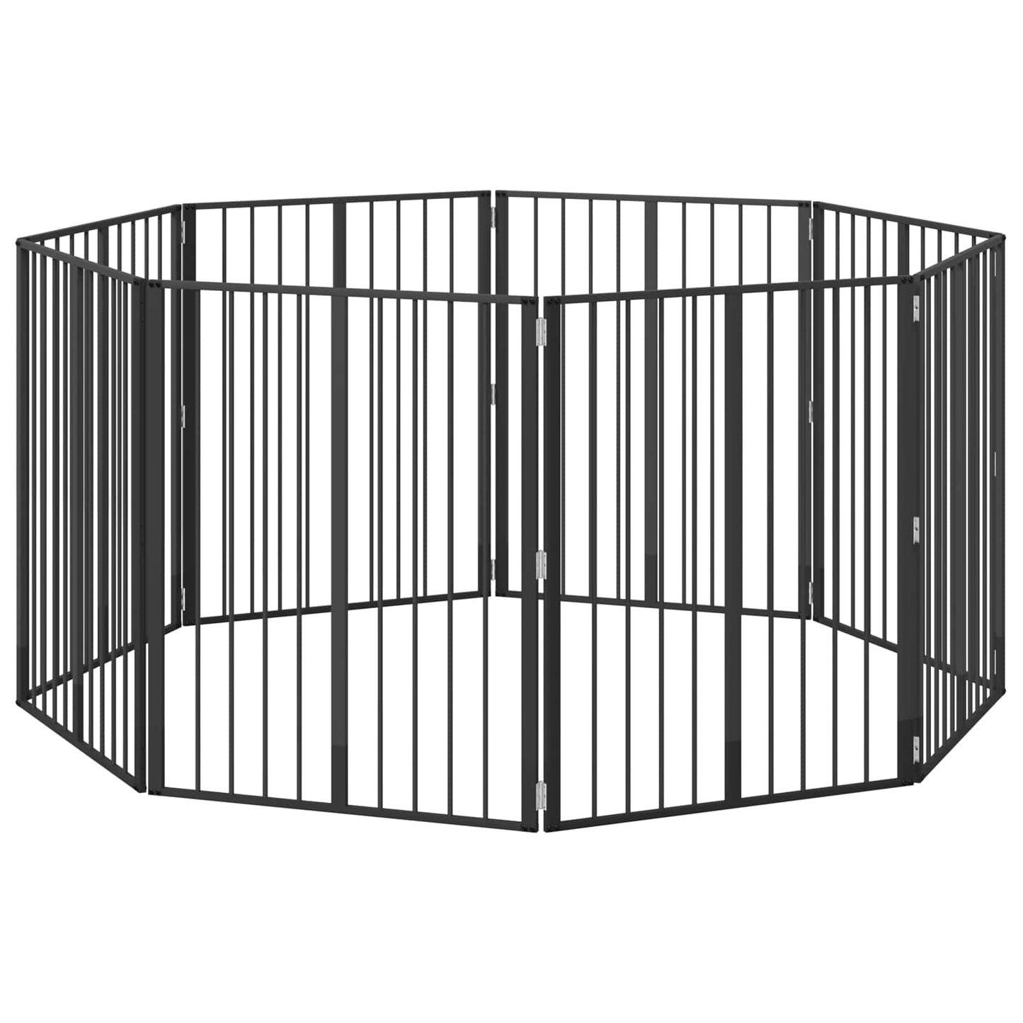 Dog Gate 8 pcs Black 80 x 100 cm Galvanised Steel