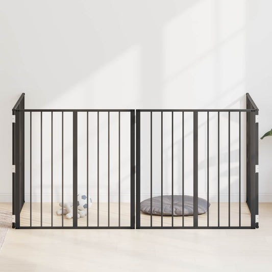 Dog Gate 4 pcs Black 80 x 80 cm Galvanised Steel