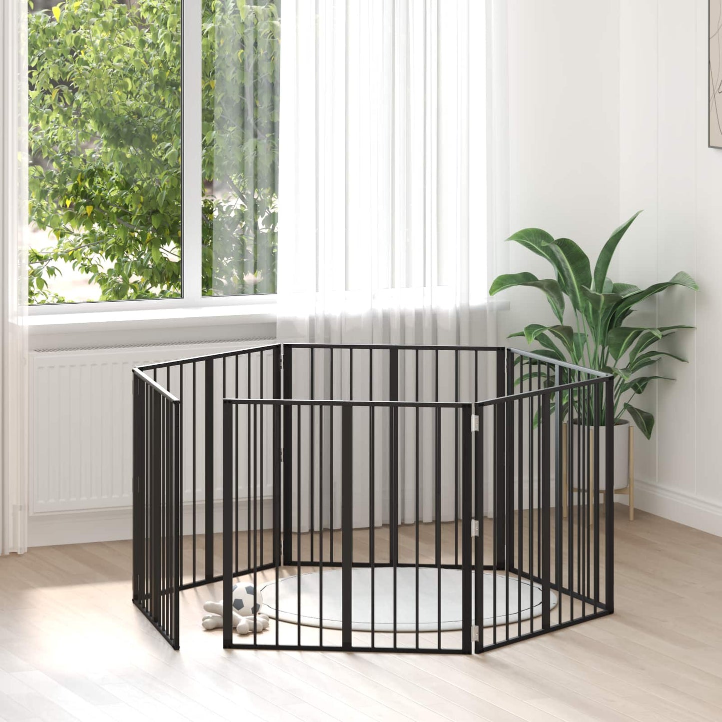 Dog Gate 6 pcs Black 80 x 80 cm Galvanised Steel