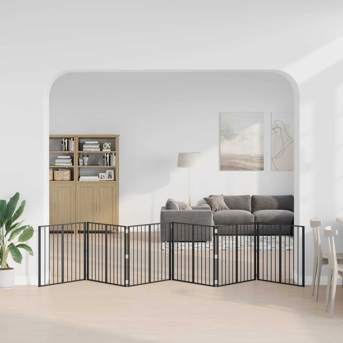 Dog Gate 6 pcs Black 80 x 80 cm Galvanised Steel