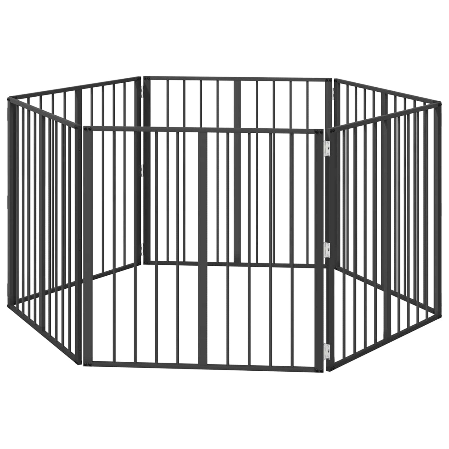 Dog Gate 6 pcs Black 80 x 80 cm Galvanised Steel