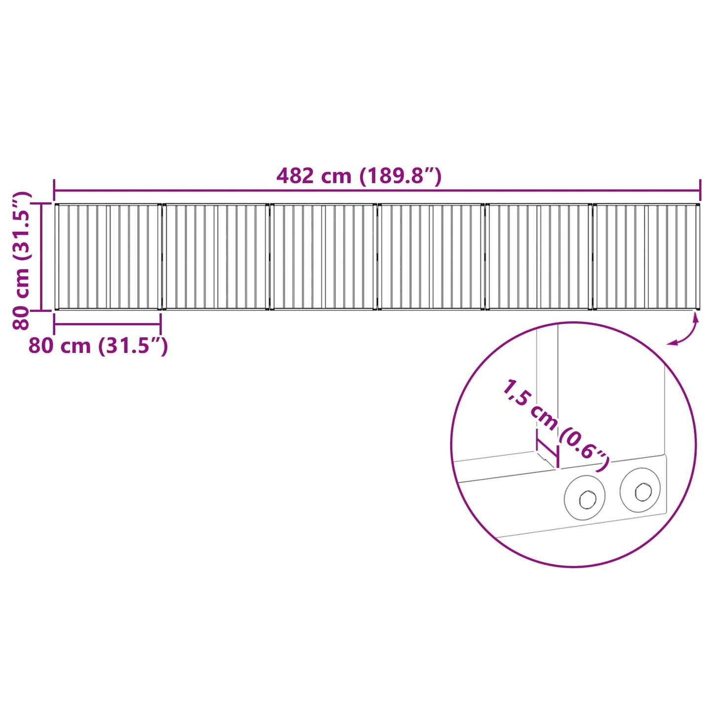 Dog Gate 6 pcs Black 80 x 80 cm Galvanised Steel