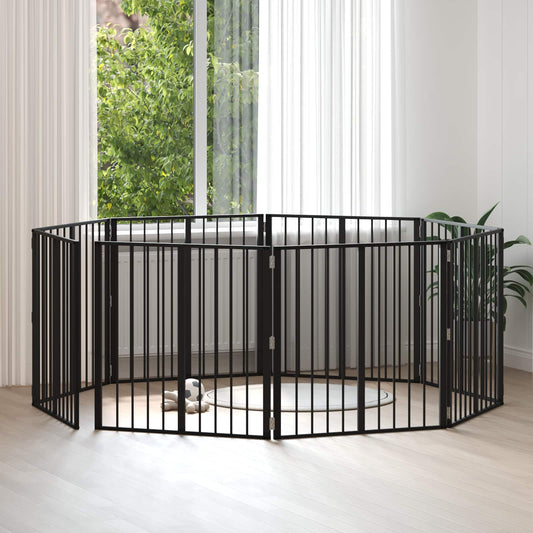 Dog Gate 8 pcs Black 80 x 80 cm Galvanised Steel