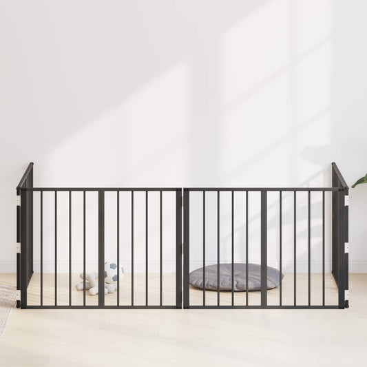Dog Gate 4 pcs Black 80 x 60 cm Galvanised Steel