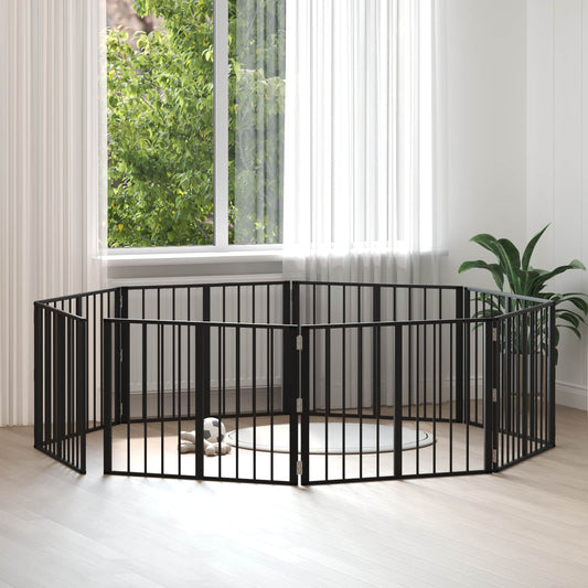 Dog Gate 8 pcs Black 80 x 60 cm Galvanised Steel