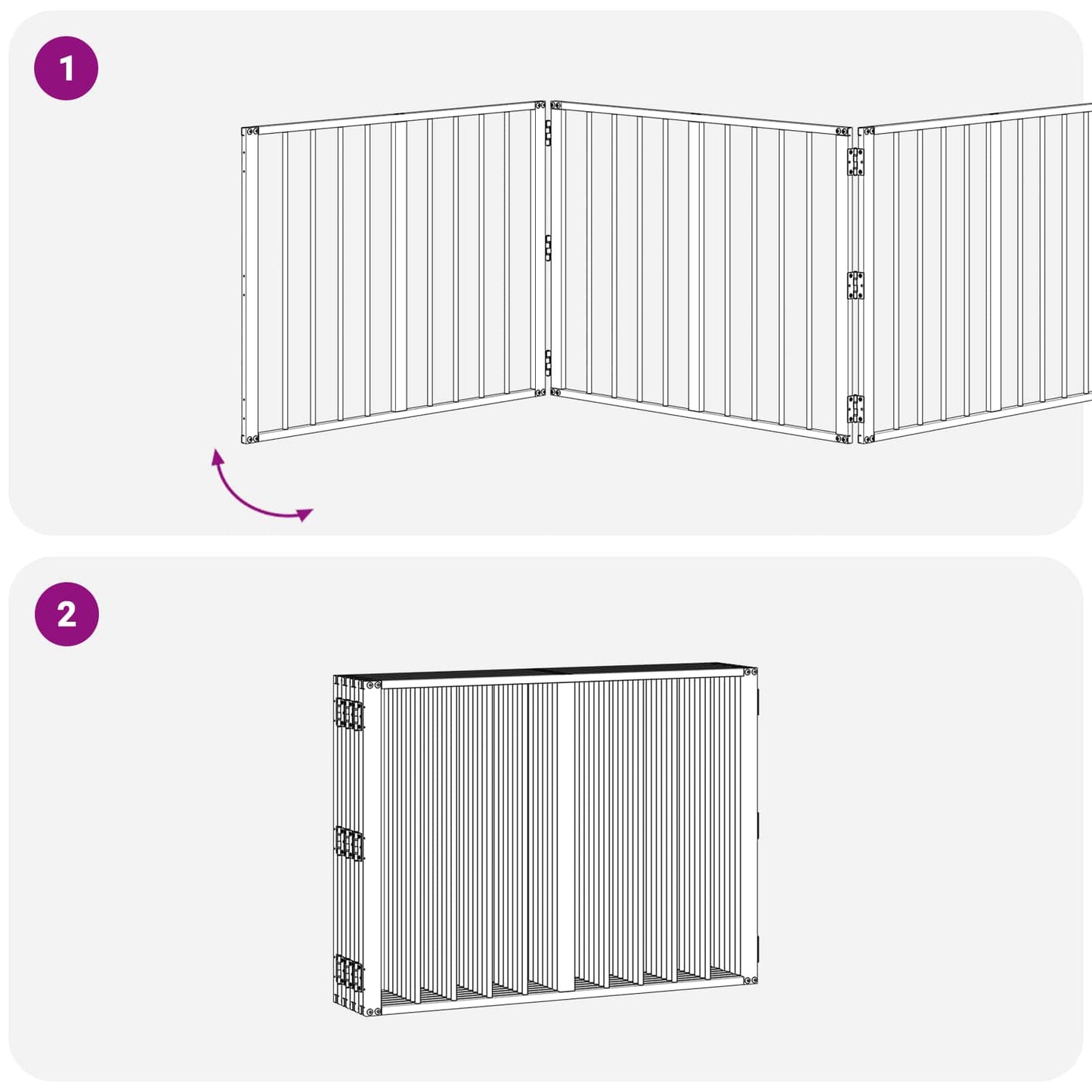Dog Gate 8 pcs Black 80 x 60 cm Galvanised Steel
