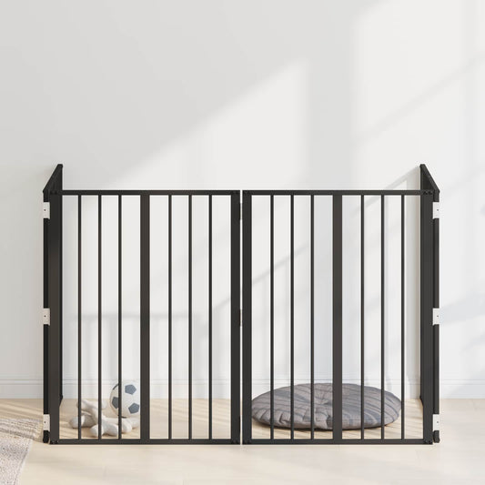 Dog Gate 4 pcs Black 60 x 80 cm Galvanised Steel