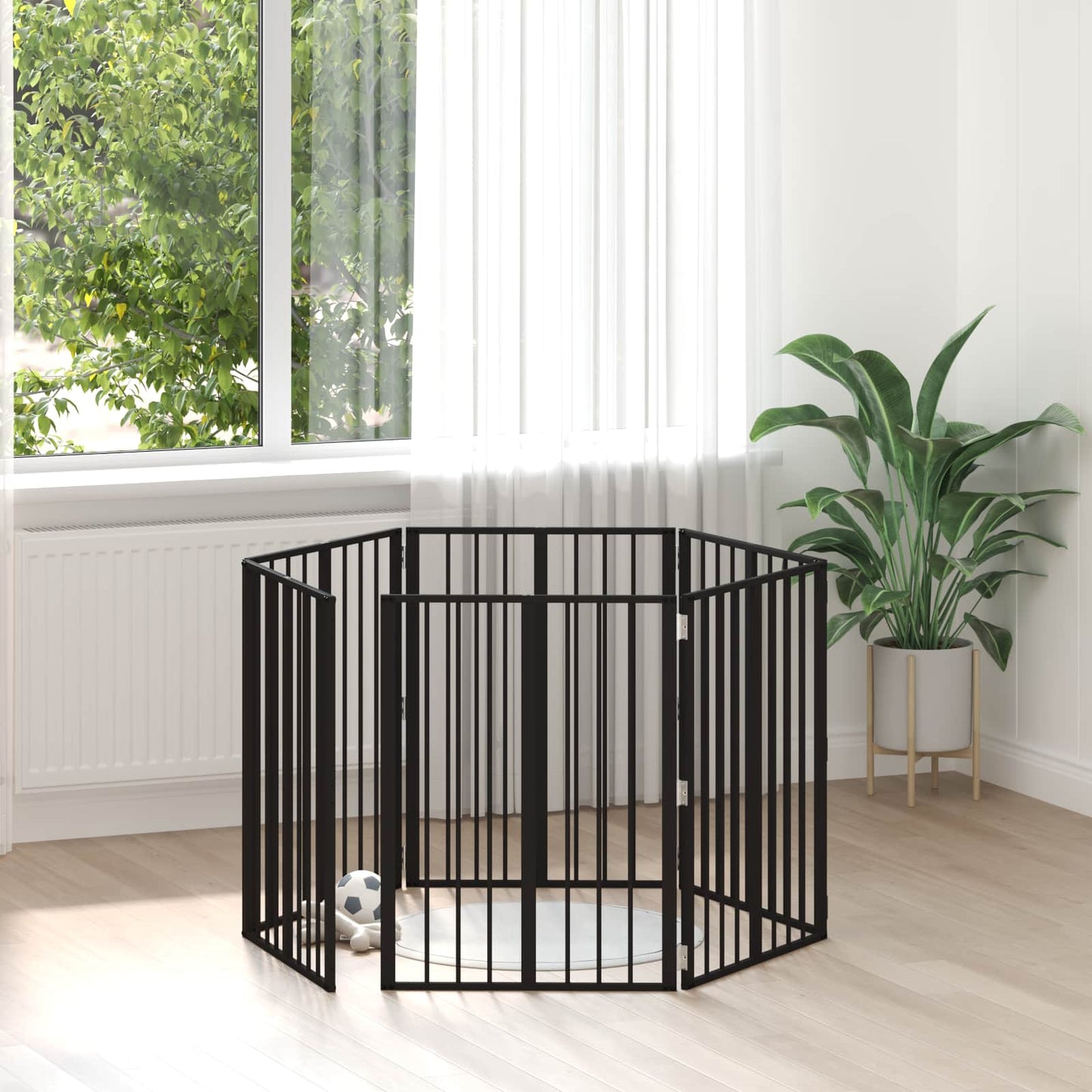 Dog Gate 6 pcs Black 60 x 80 cm Galvanised Steel