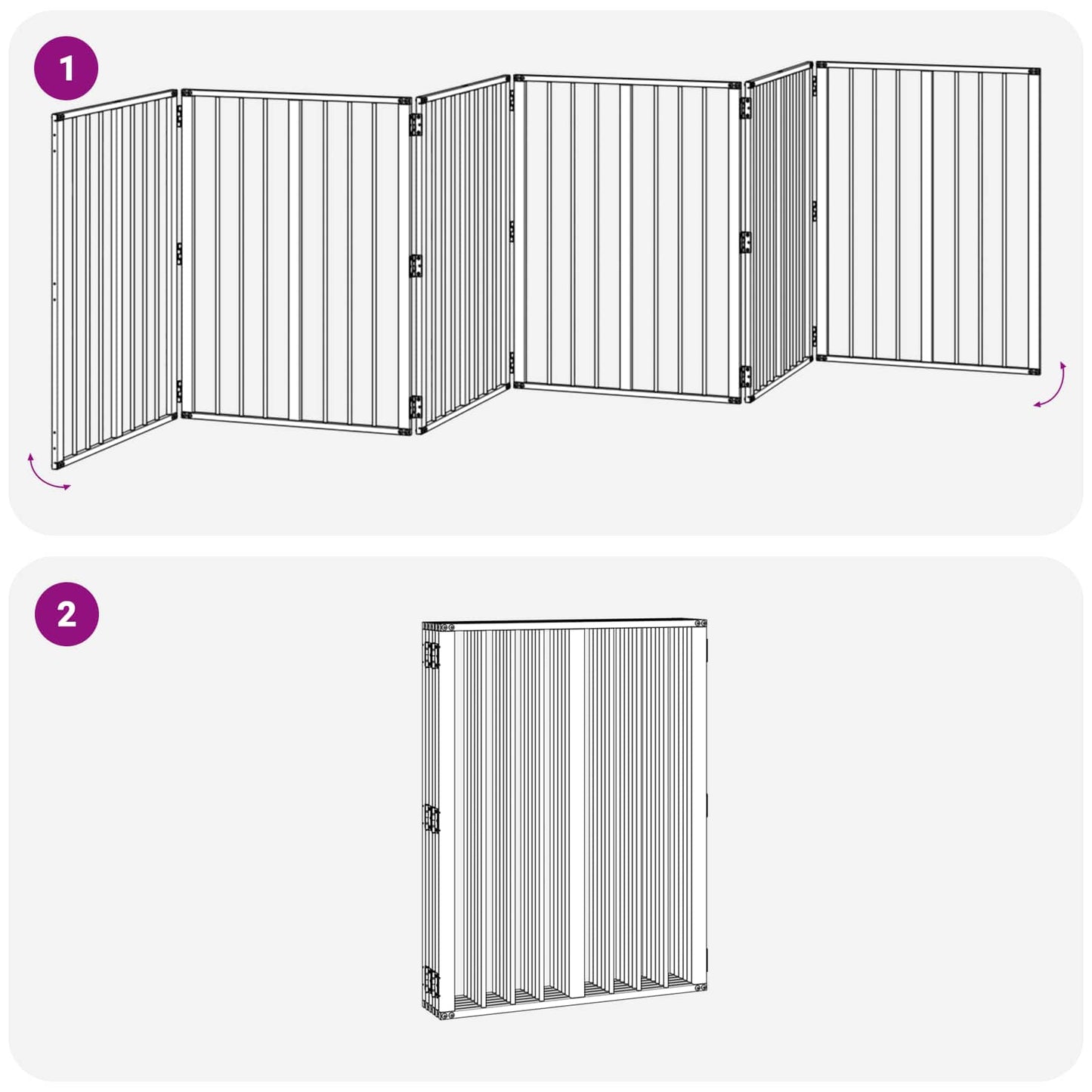 Dog Gate 6 pcs Black 60 x 80 cm Galvanised Steel