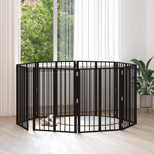 Dog Gate 8 pcs Black 60 x 80 cm Galvanised Steel