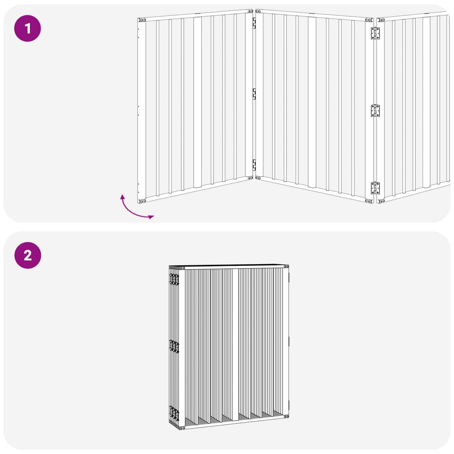 Dog Gate 8 pcs Black 60 x 80 cm Galvanised Steel