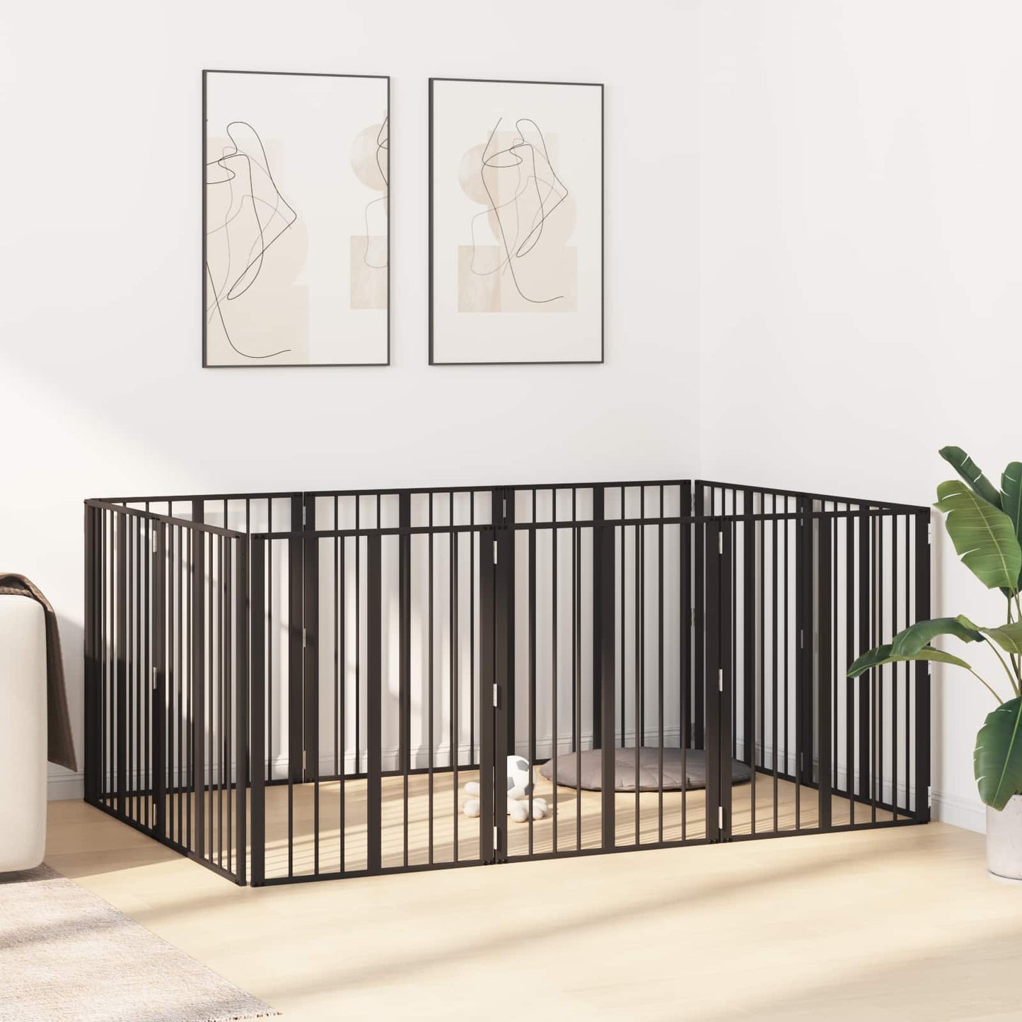Dog Gate 10 pcs Black 60 x 80 cm Galvanised Steel