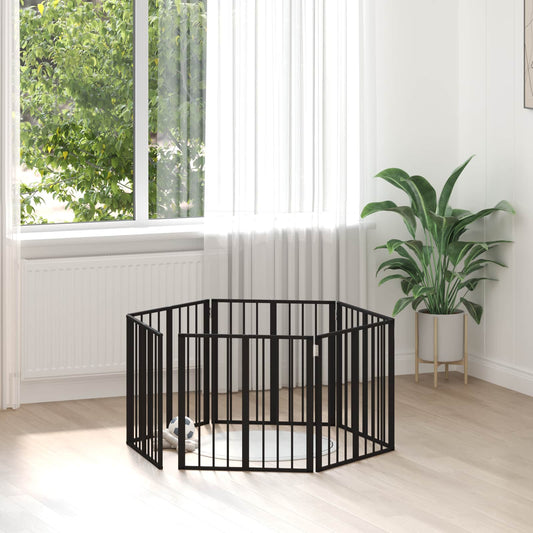 Dog Gate 6 pcs Black 60 x 60 cm Galvanised Steel