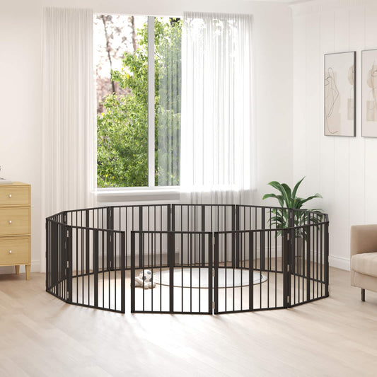 Dog Gate 12 pcs Black 60 x 60 cm Galvanised Steel