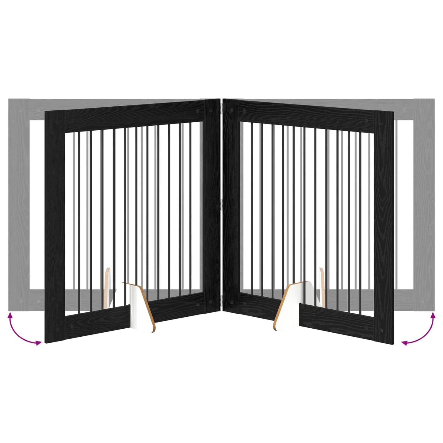 Foldable Dog Gate with Stands 2 pcs Black Oak 200.5 cm