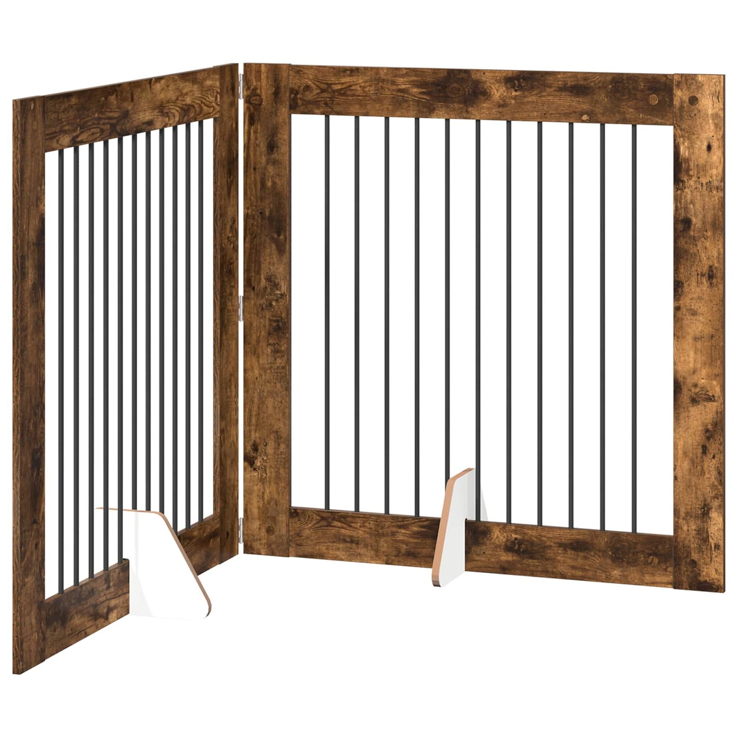 Foldable Dog Gate with Stands 2 pcs Smoked Oak 200.5 cm