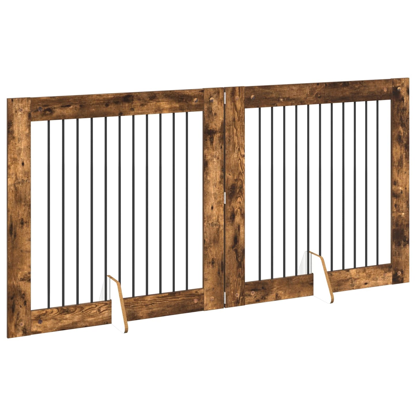 Foldable Dog Gate with Stands 2 pcs Smoked Oak 200.5 cm