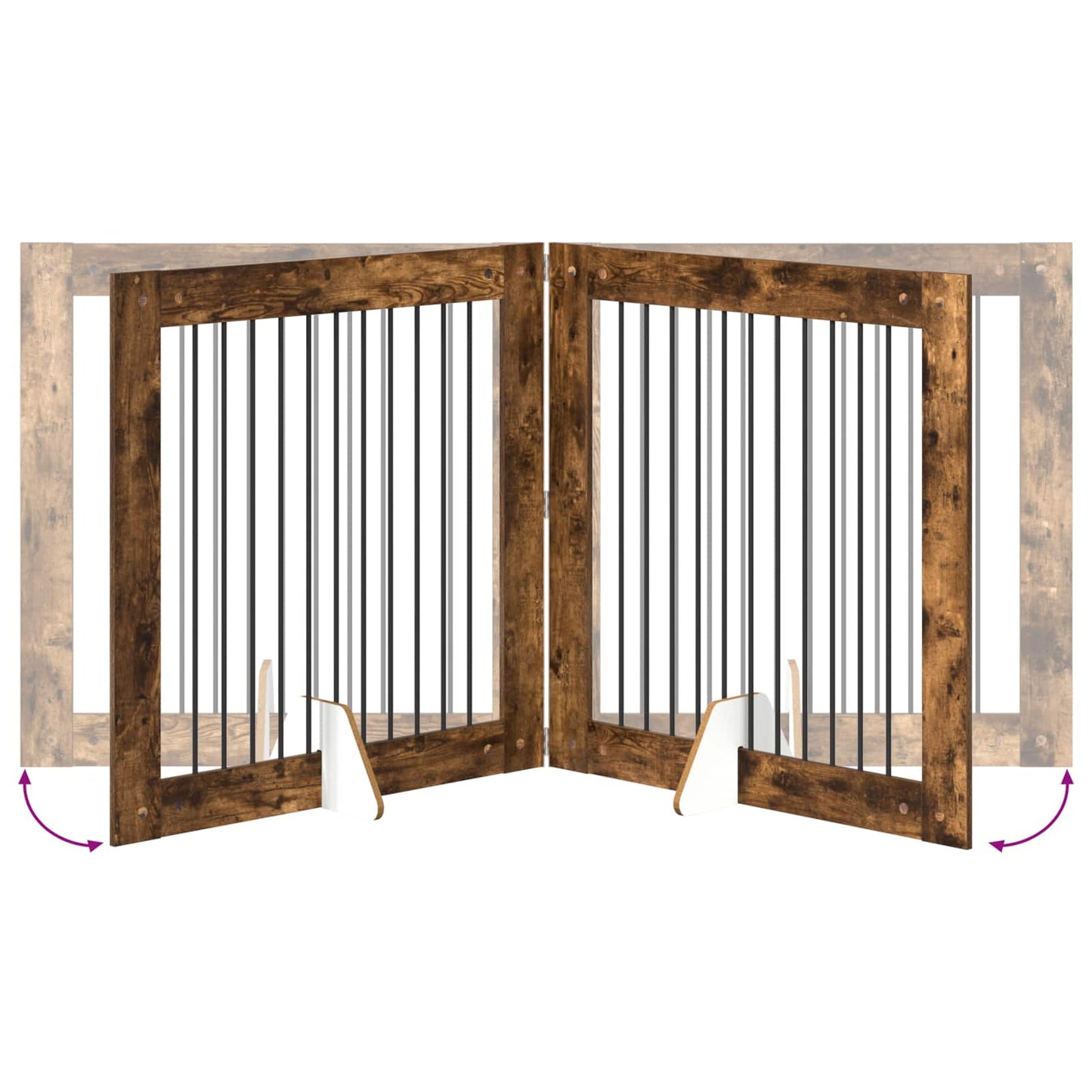 Foldable Dog Gate with Stands 2 pcs Smoked Oak 200.5 cm
