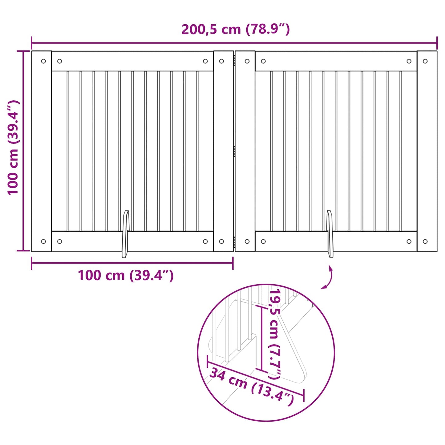 Foldable Dog Gate with Stands 2 pcs Smoked Oak 200.5 cm