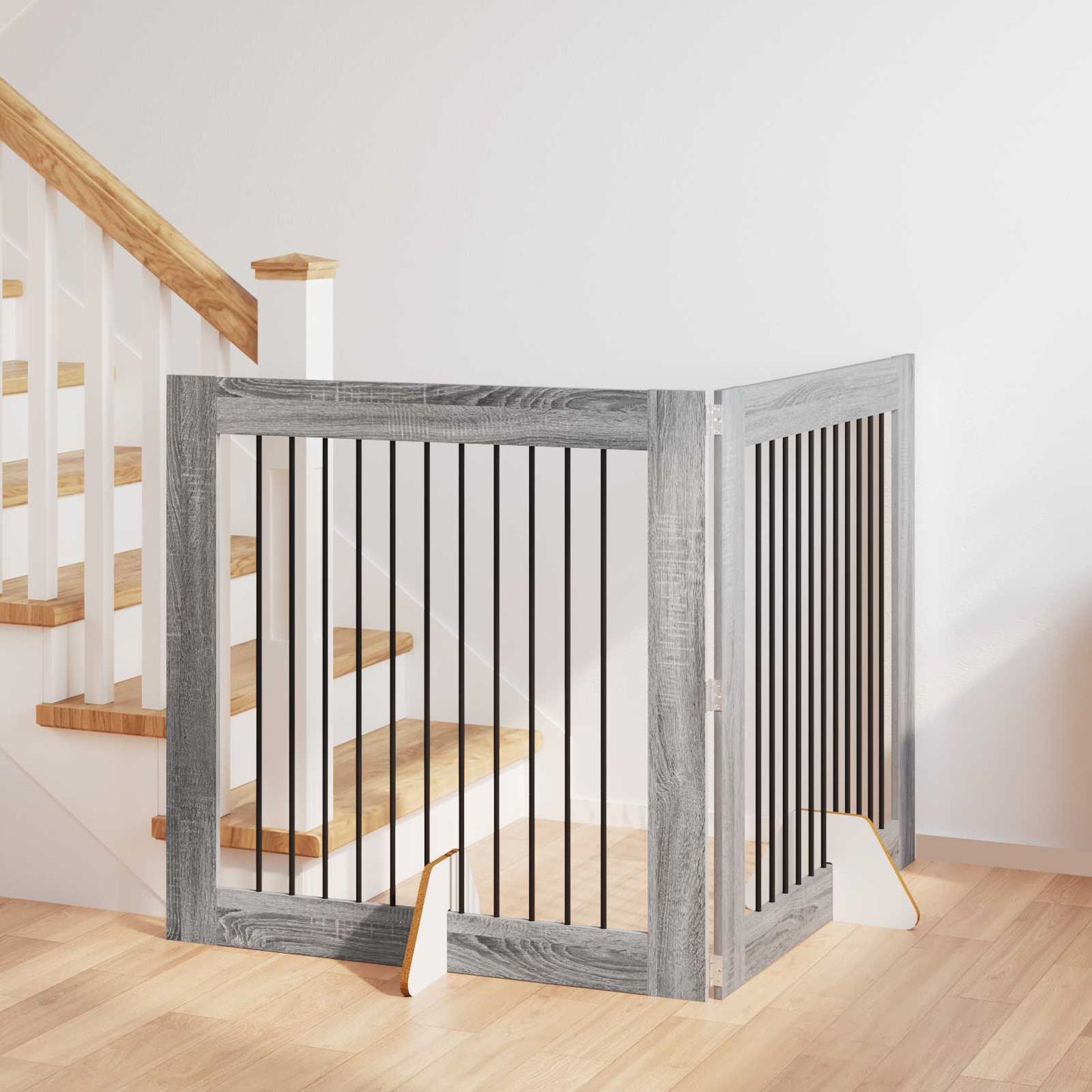 Dog Gate with Stands 2 pcs Grey Sonoma 100 x 100 cm