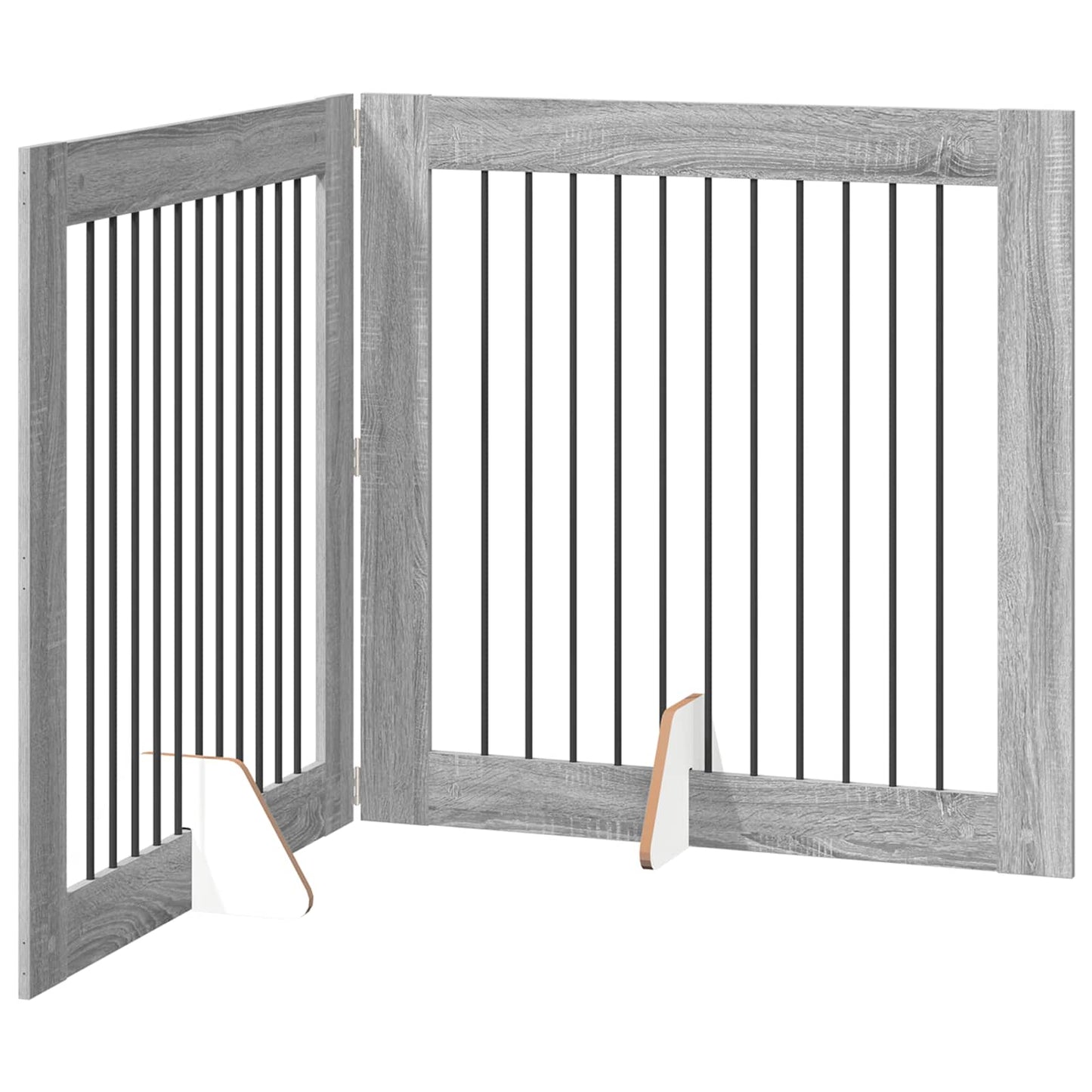 Foldable Dog Gate with Stands 2 pcs Grey Sonoma 200.5 cm