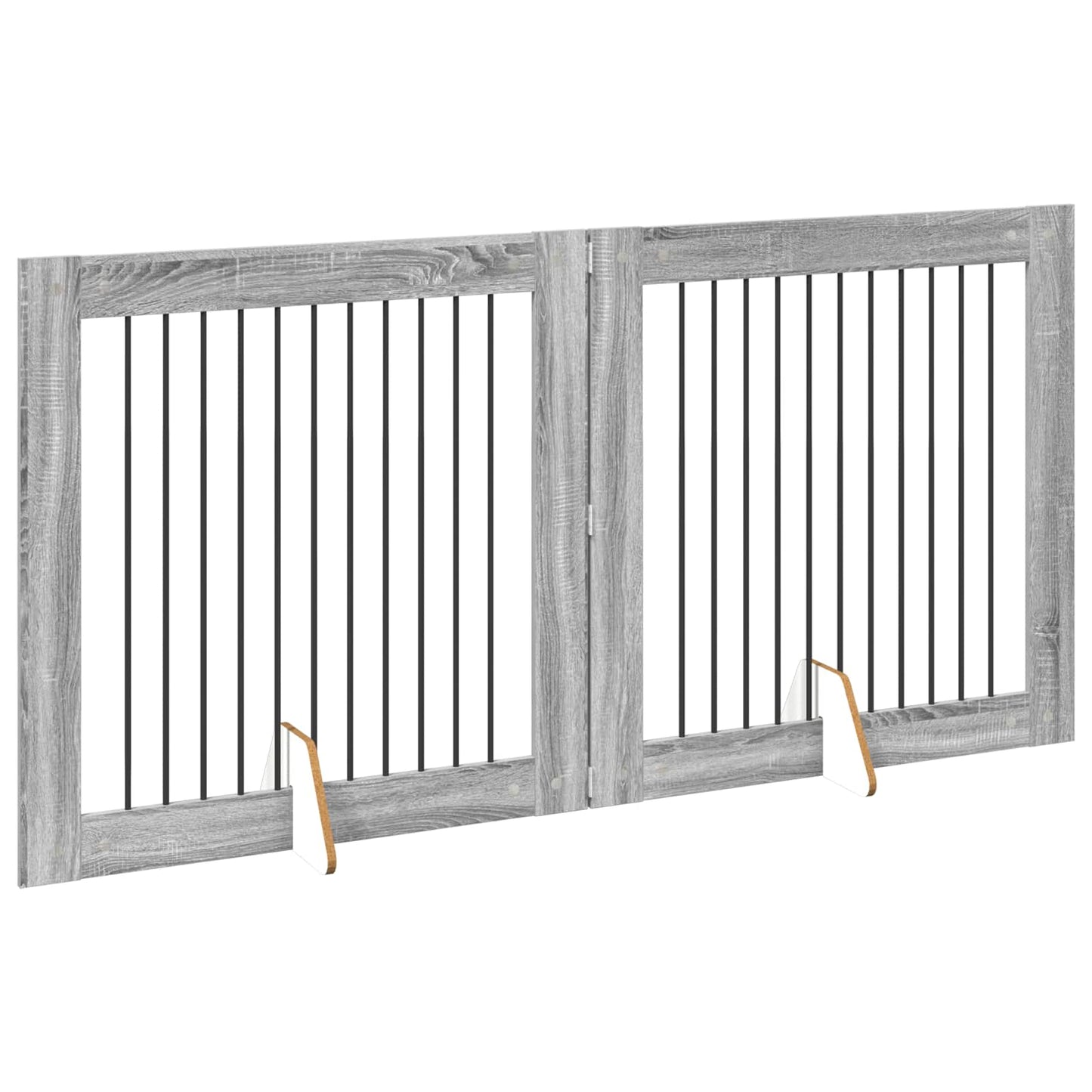 Foldable Dog Gate with Stands 2 pcs Grey Sonoma 200.5 cm