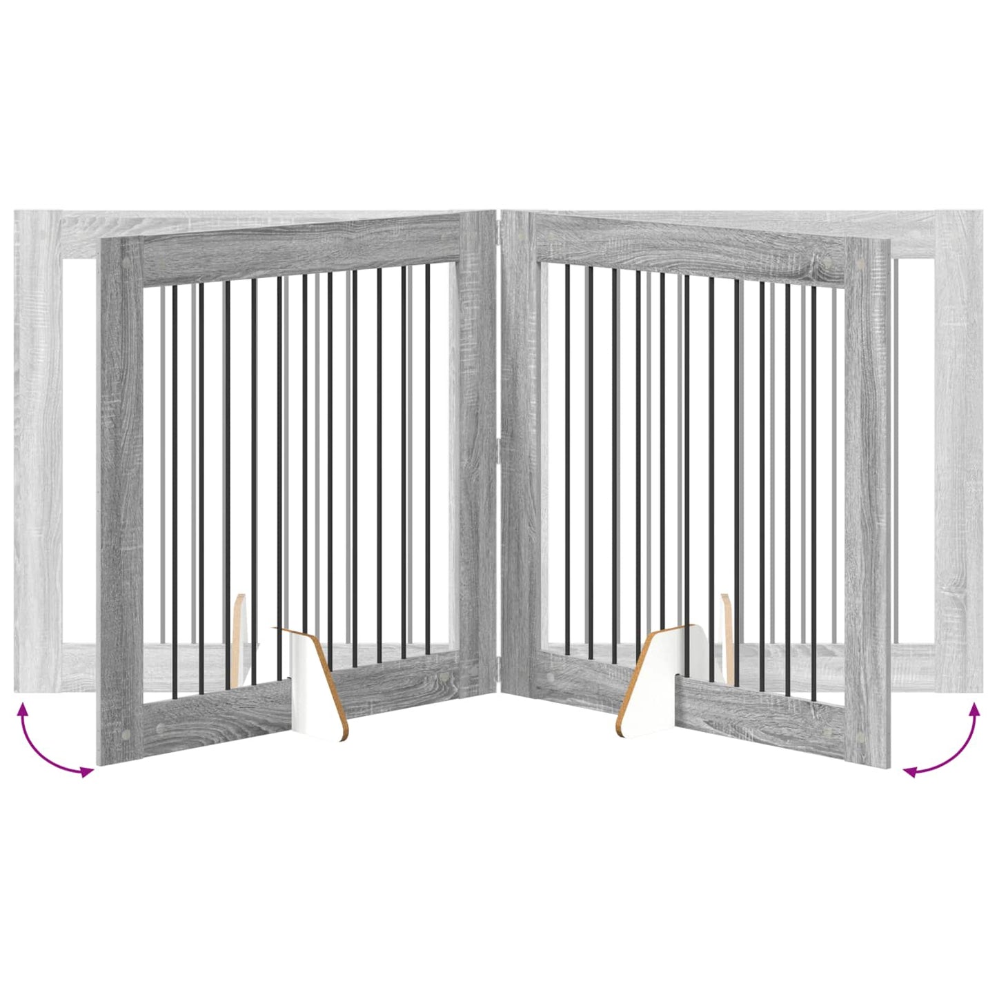 Foldable Dog Gate with Stands 2 pcs Grey Sonoma 200.5 cm