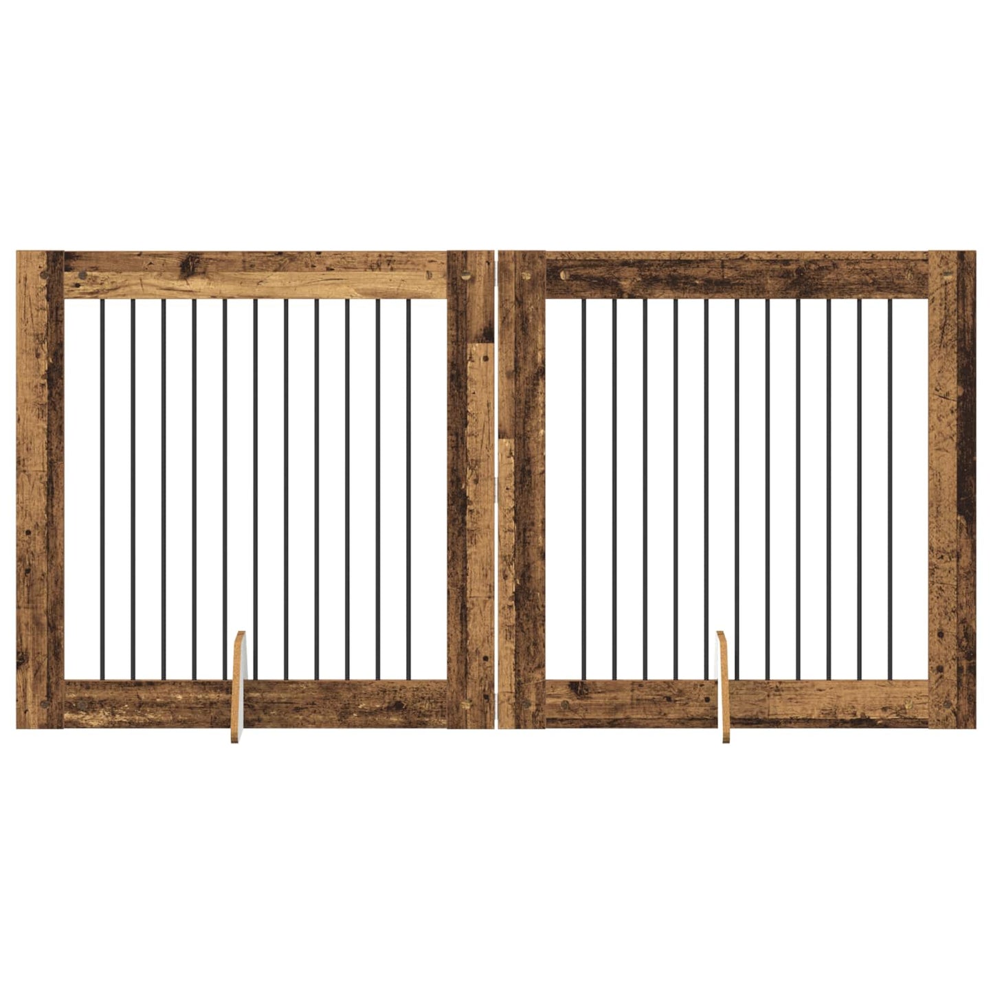 Dog Gate with Stands 2 pcs Old Wood 100 x 100 cm