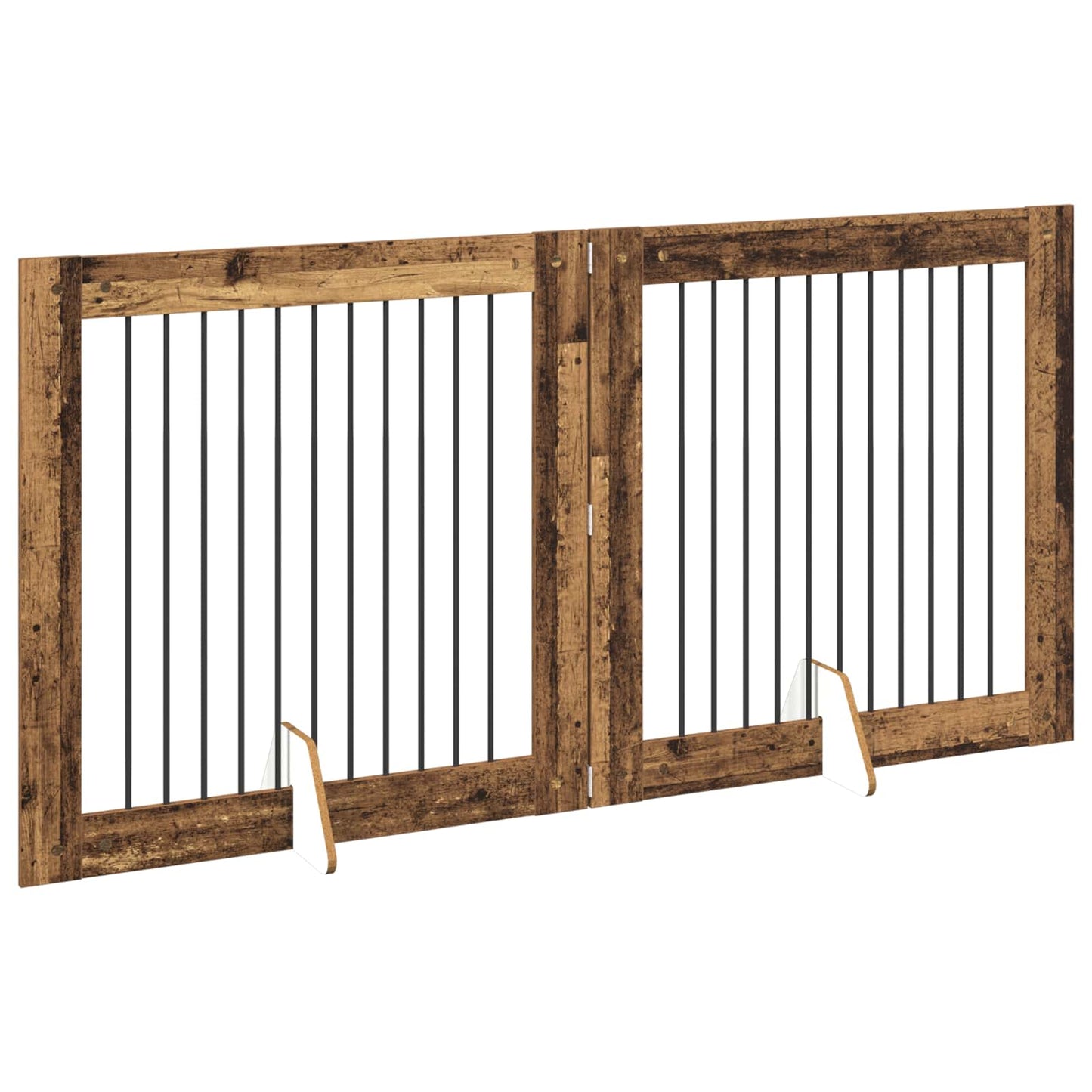 Dog Gate with Stands 2 pcs Old Wood 100 x 100 cm