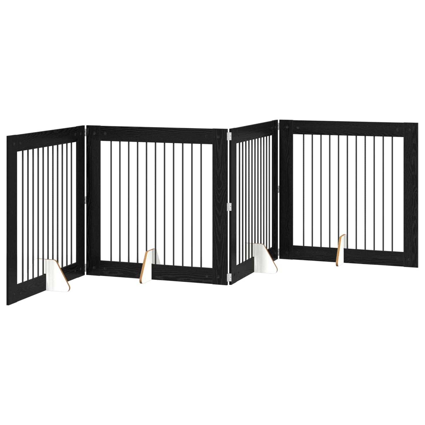 Foldable Dog Gate with Stands 4 pcs Black Oak 401 cm