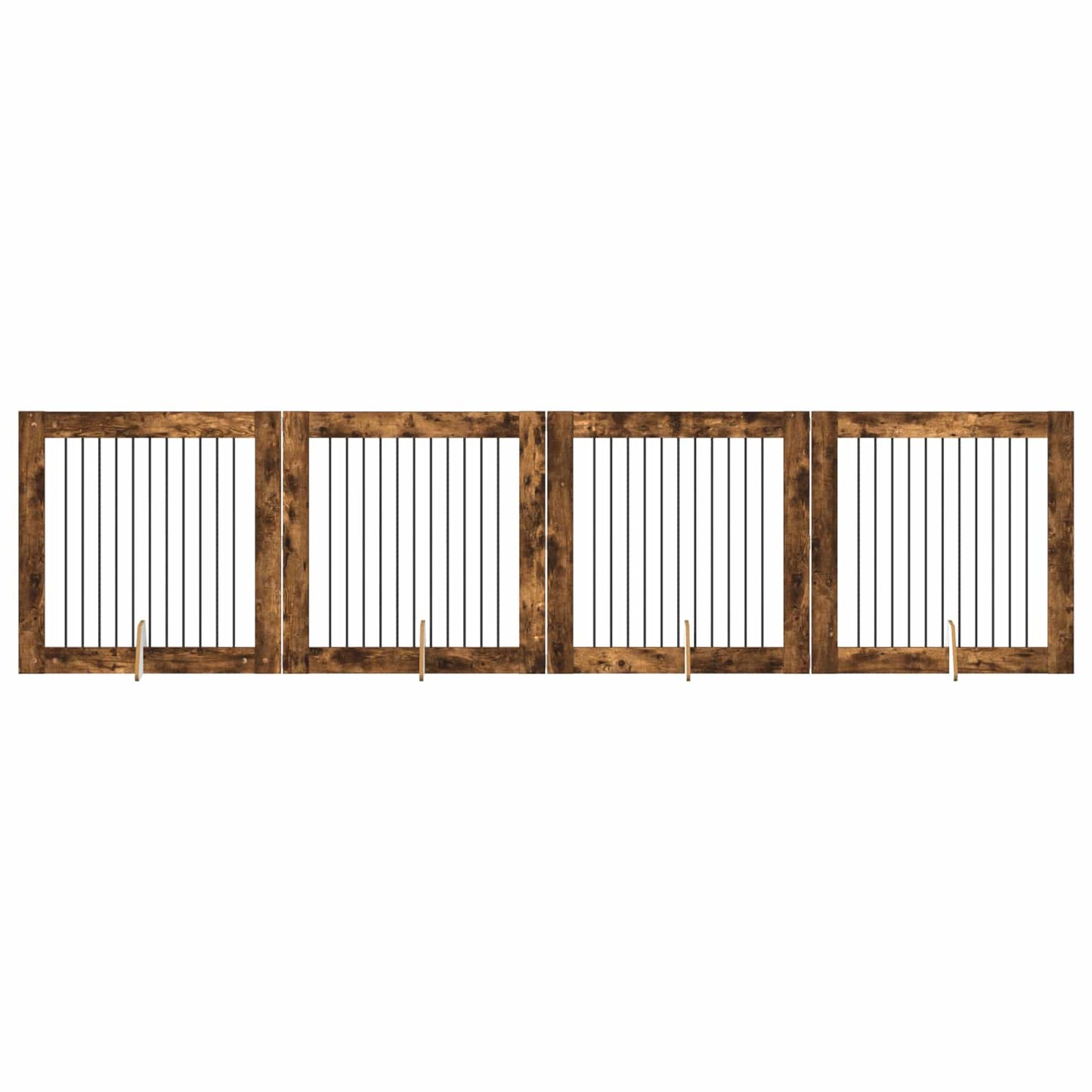 Dog Gate with Stands 4 pcs Smoked Oak 100 x 100 cm