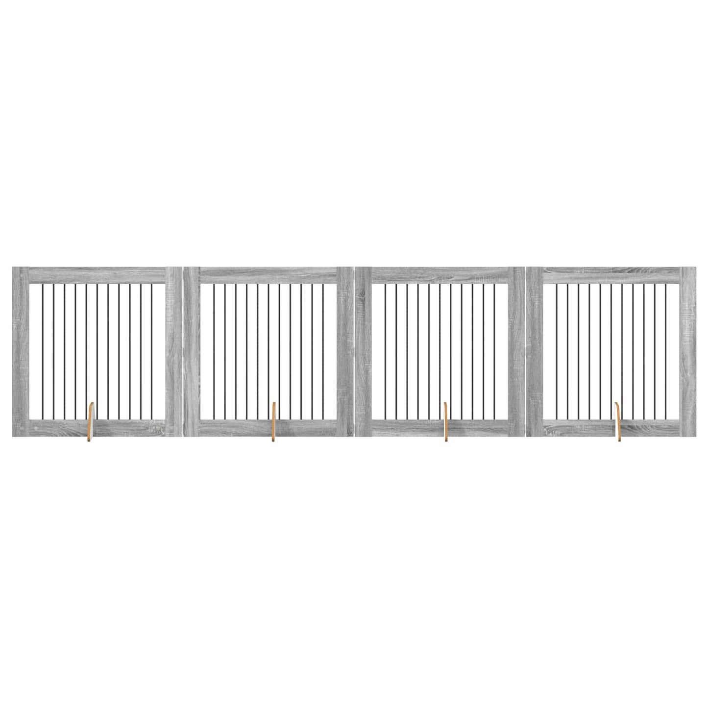 Dog Gate with Stands 4 pcs Grey Sonoma 100 x 100 cm