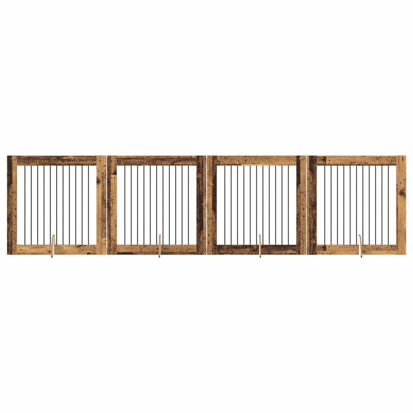 Dog Gate with Stands 4 pcs Old Wood 100 x 100 cm