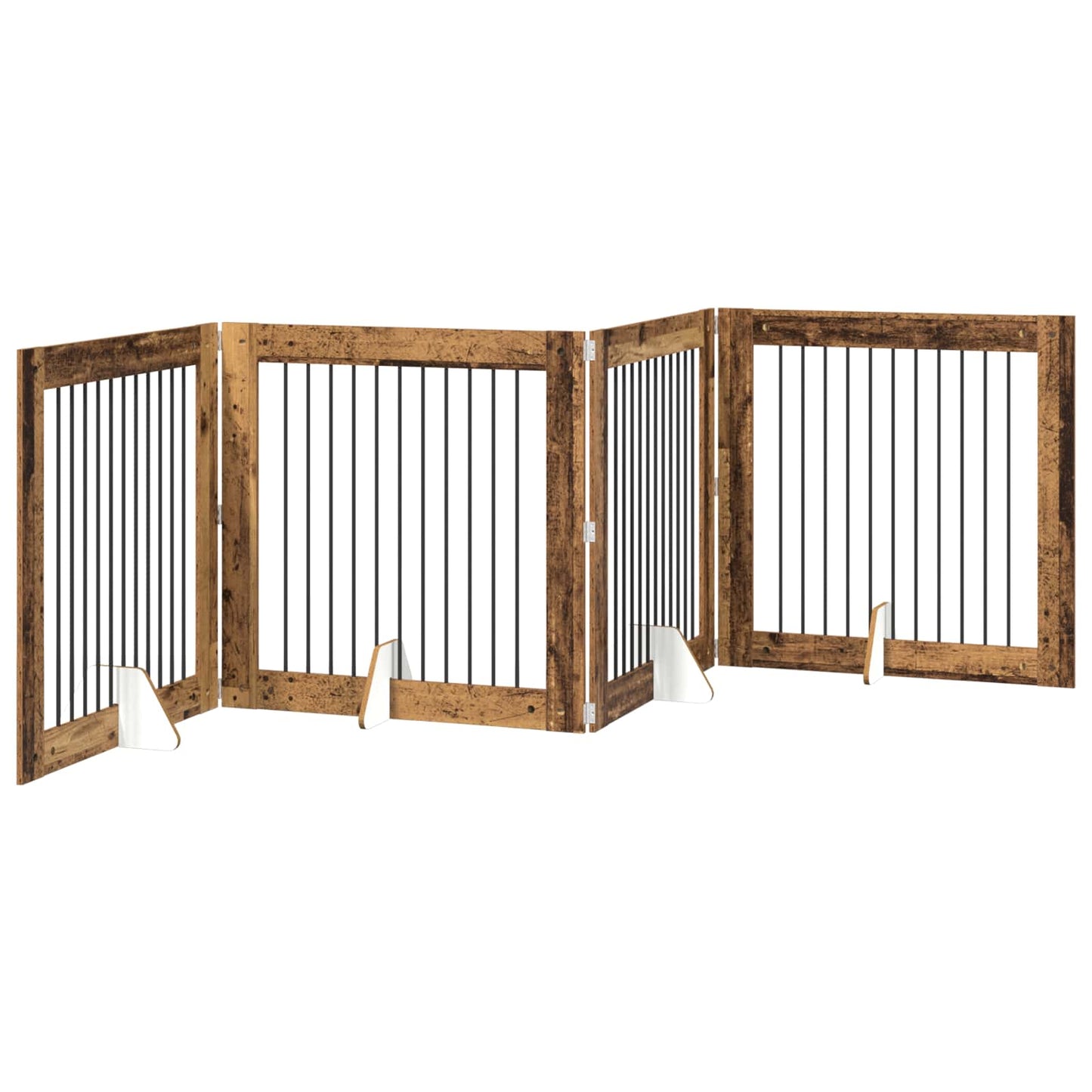 Dog Gate with Stands 4 pcs Old Wood 100 x 100 cm