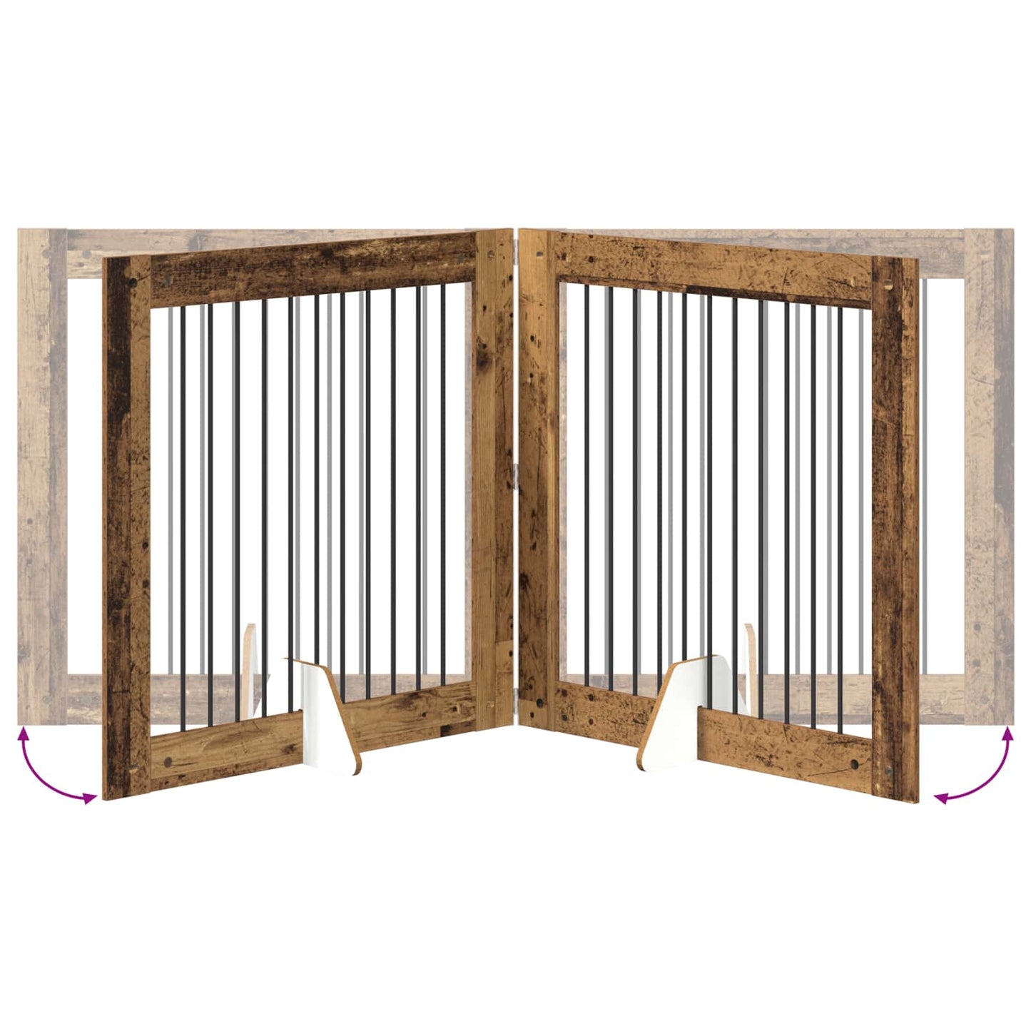 Dog Gate with Stands 4 pcs Old Wood 100 x 100 cm