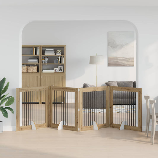 Foldable Dog Gate with Stands 4 pcs Artisan Oak 401 cm