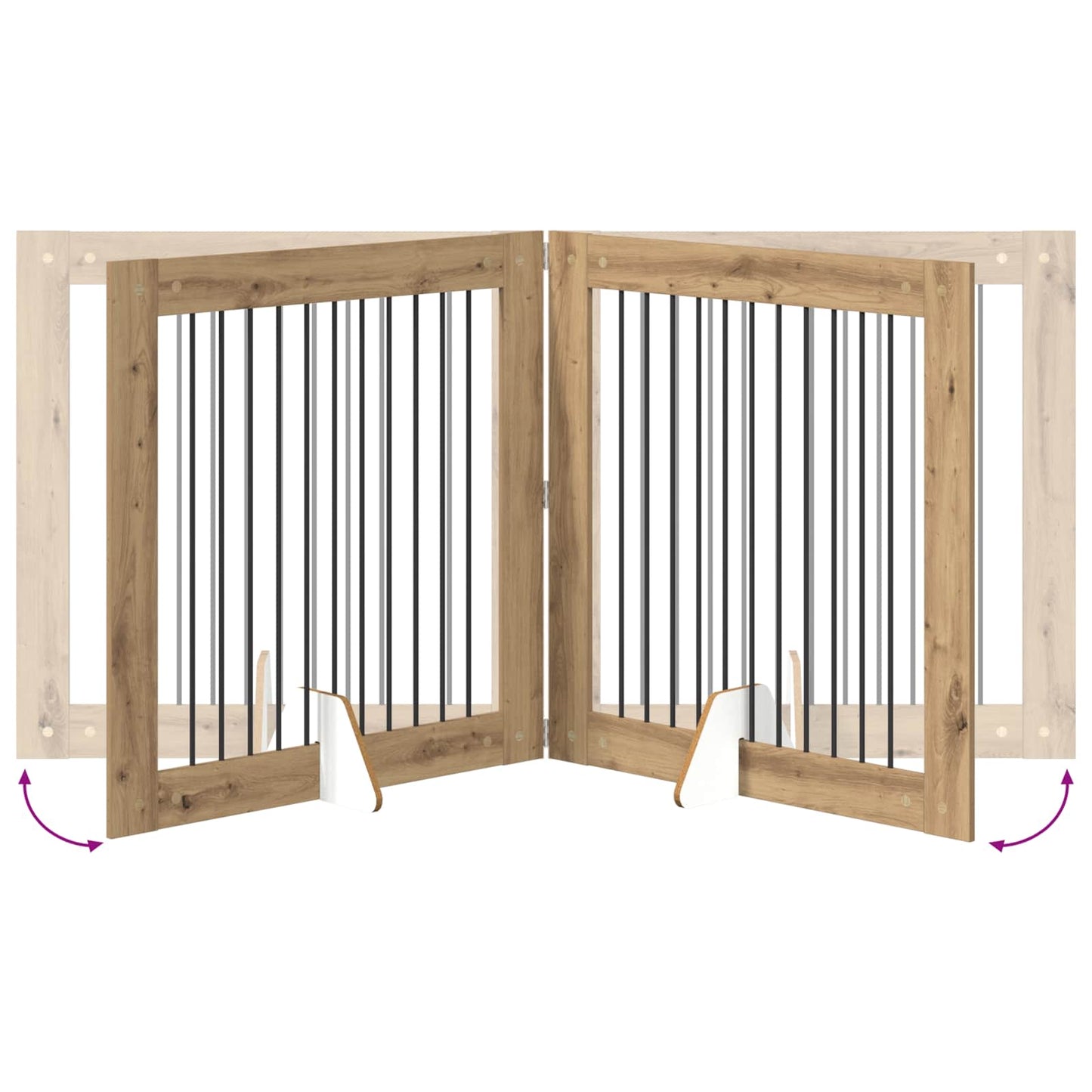 Foldable Dog Gate with Stands 4 pcs Artisan Oak 401 cm