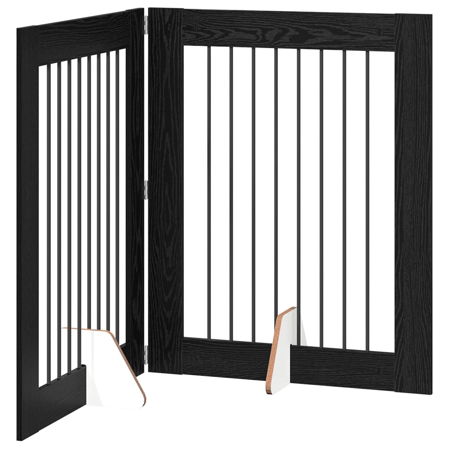 Foldable Dog Gate with Stands 2 pcs Black Oak 160.5 cm