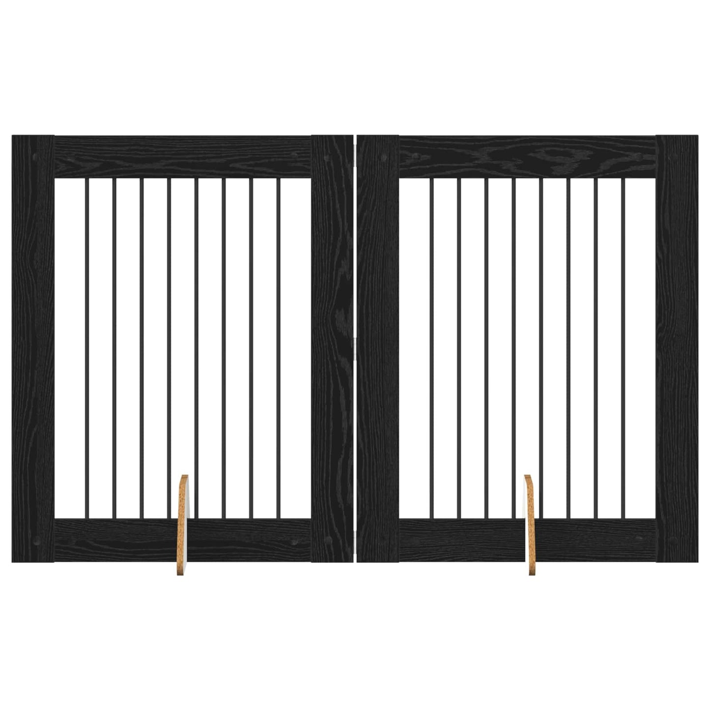 Foldable Dog Gate with Stands 2 pcs Black Oak 160.5 cm