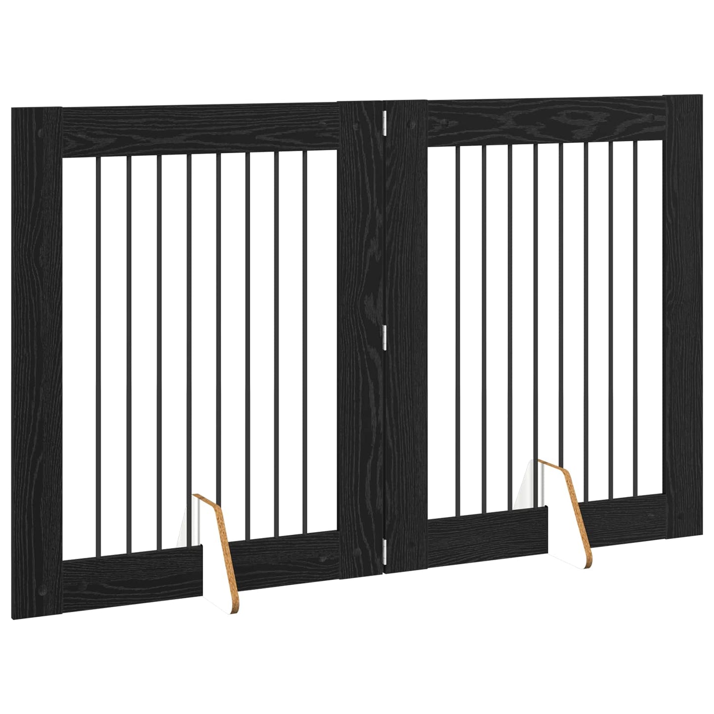 Foldable Dog Gate with Stands 2 pcs Black Oak 160.5 cm