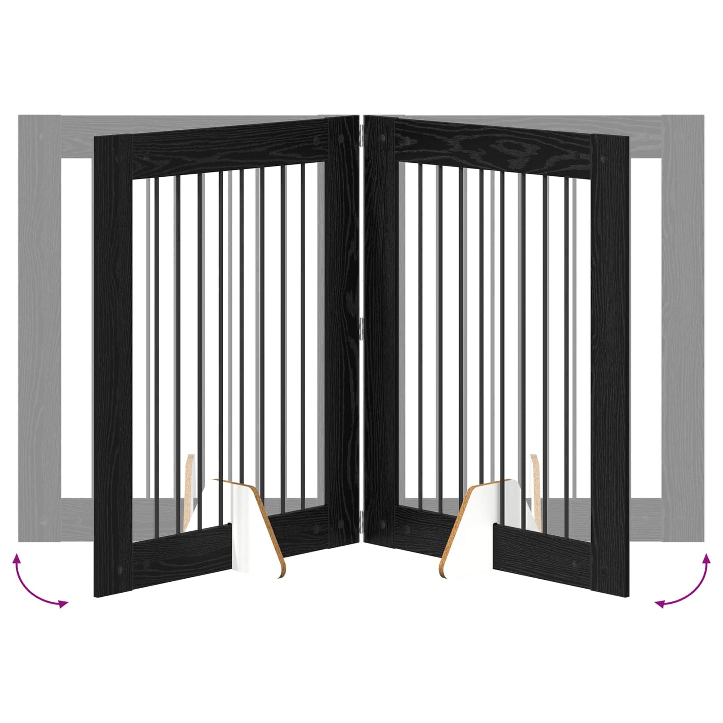 Foldable Dog Gate with Stands 2 pcs Black Oak 160.5 cm