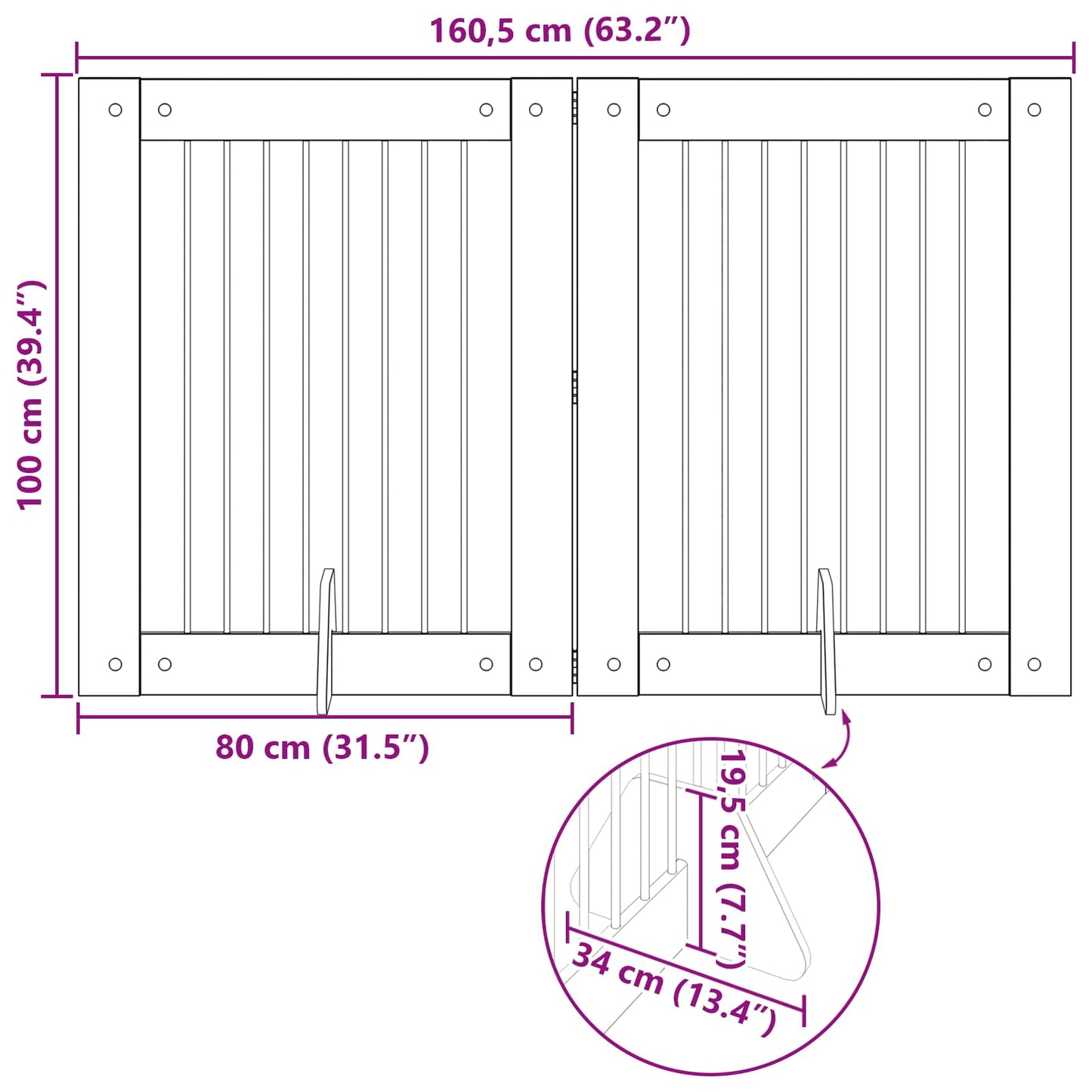 Foldable Dog Gate with Stands 2 pcs Black Oak 160.5 cm
