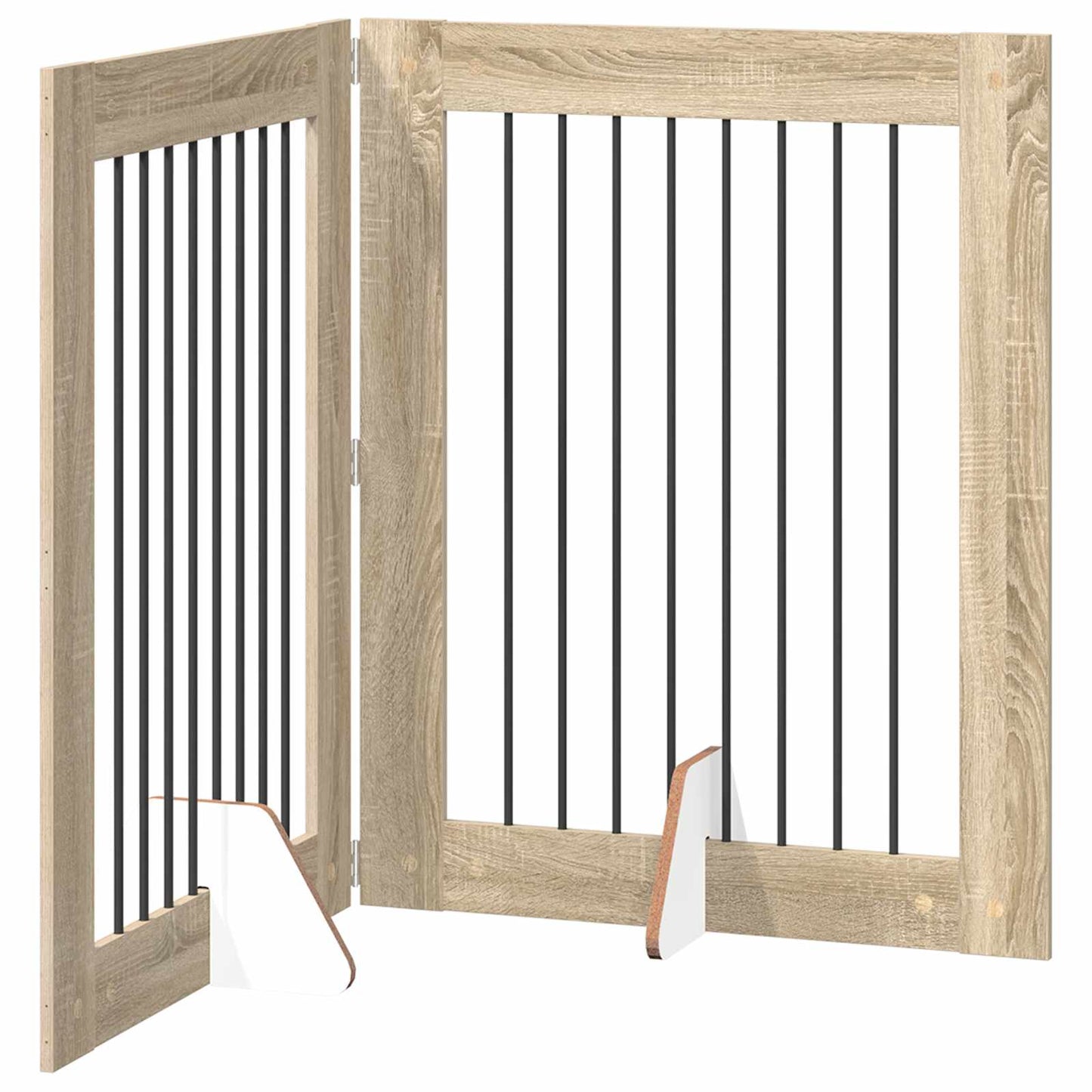 Foldable Dog Gate with Stands 2 pcs Sonoma Oak 160.5 cm