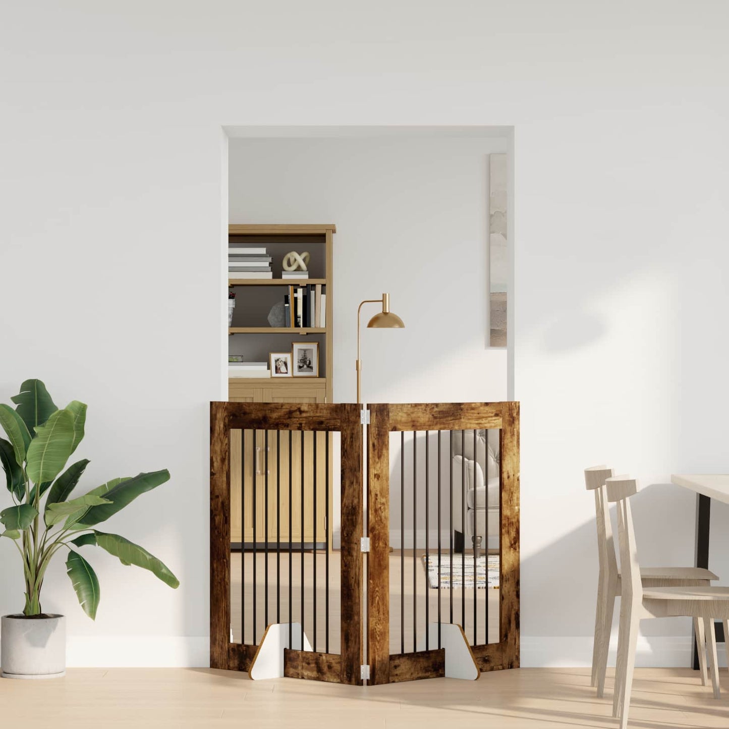 Dog Gate with Stands 2 pcs Smoked Oak 80 x 100 cm