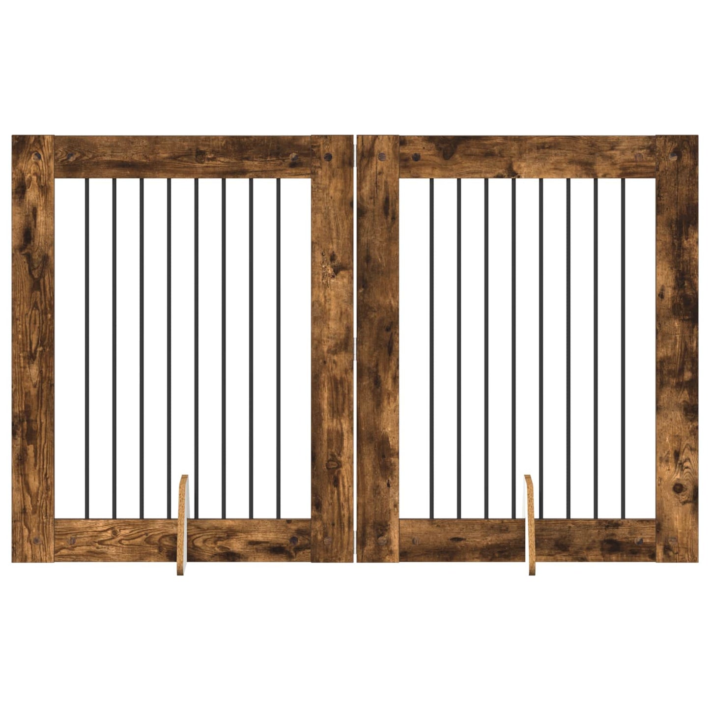 Dog Gate with Stands 2 pcs Smoked Oak 80 x 100 cm